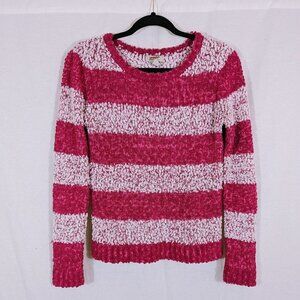Arizona Light & Dark Pink Striped Fuzzy Sweater Size S